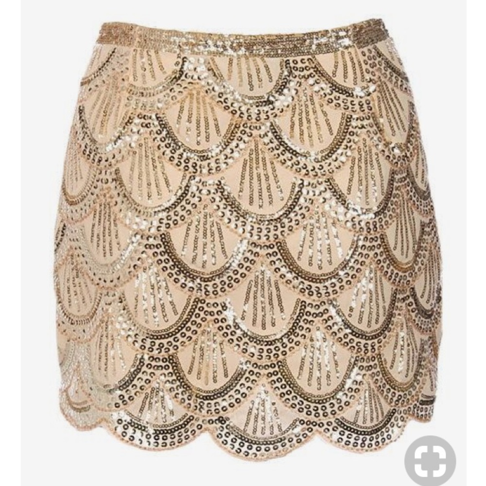 GOLD Scalloped Bejeweled Skirt